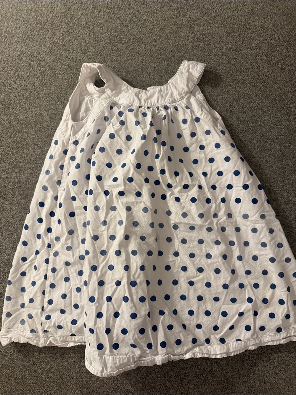 3/$15- White Polka Dot Sundress with Navy Dots